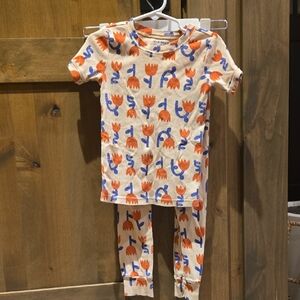 Old Navy Kids Pajama Set - Cream and Orange Floral